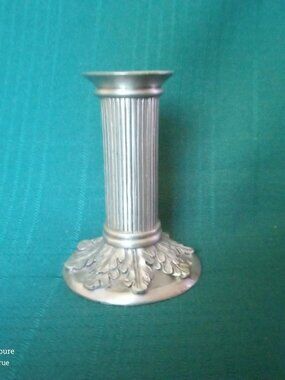 Seagull Pewter Fluted Column Candlestick – Acanthus Leaf Base Taper Candleholder